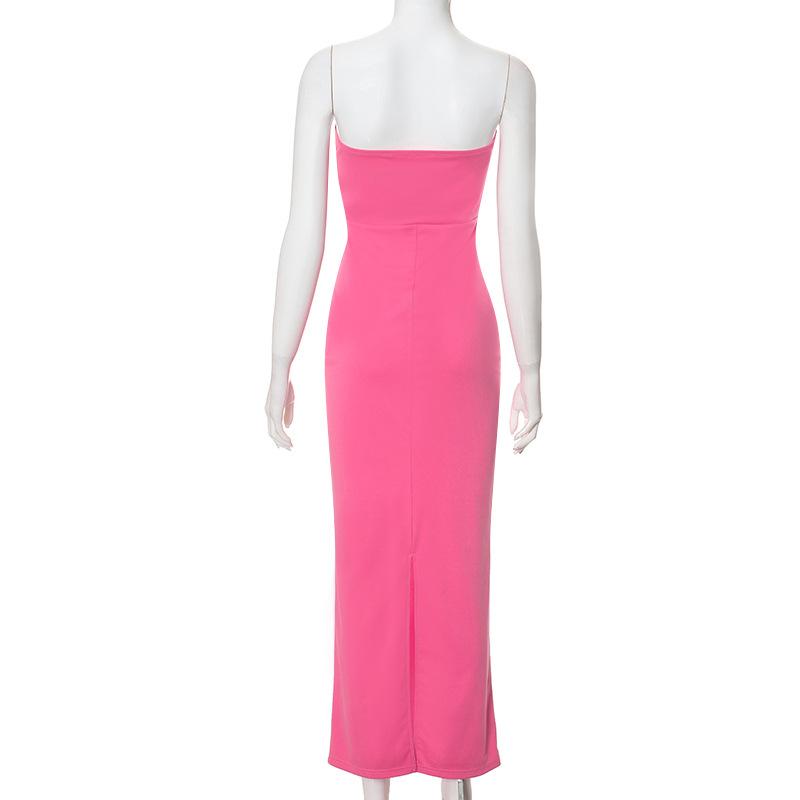 Summer Sexy Hollow Out Vacation Dress For Women Sleeveless Elegant Slim Off Shoulder Long Dresses Ladies Party Fashion Street Bodycon Slit Dress Woman