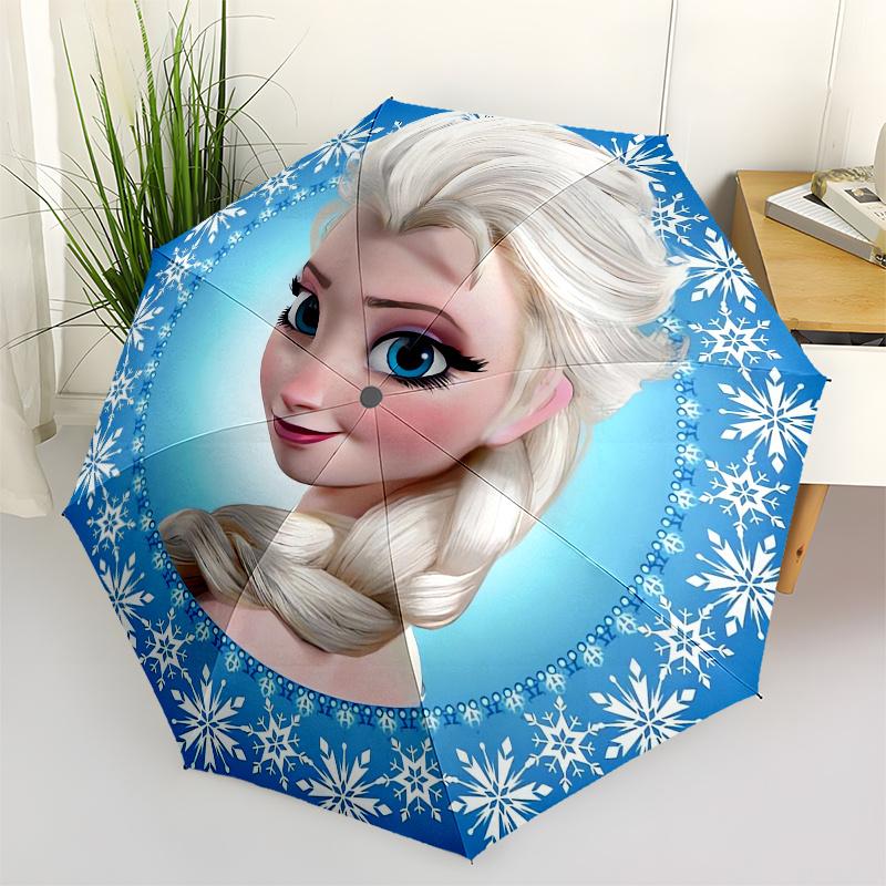 Elsa,Frozen Automatic Opening and Closing Fashion umbrella - 8-rib Folding Design, Lightweight and Portable, Suitable for Daily Business Use