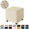 Velvet Square Ottoman Cover Stretch Bedroom Footstool Slipcover Living Room Stool Covers Washable Furniture Protector 3 Size