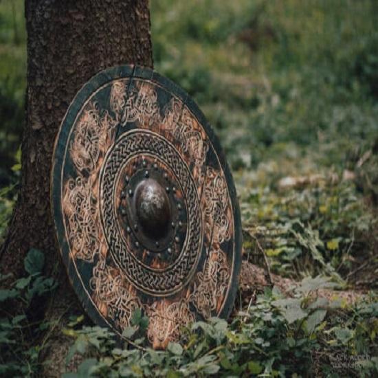 Викинг 60,96 см Деревянный щит с резным скандинавским орнаментом Дрейка, оттиск щита