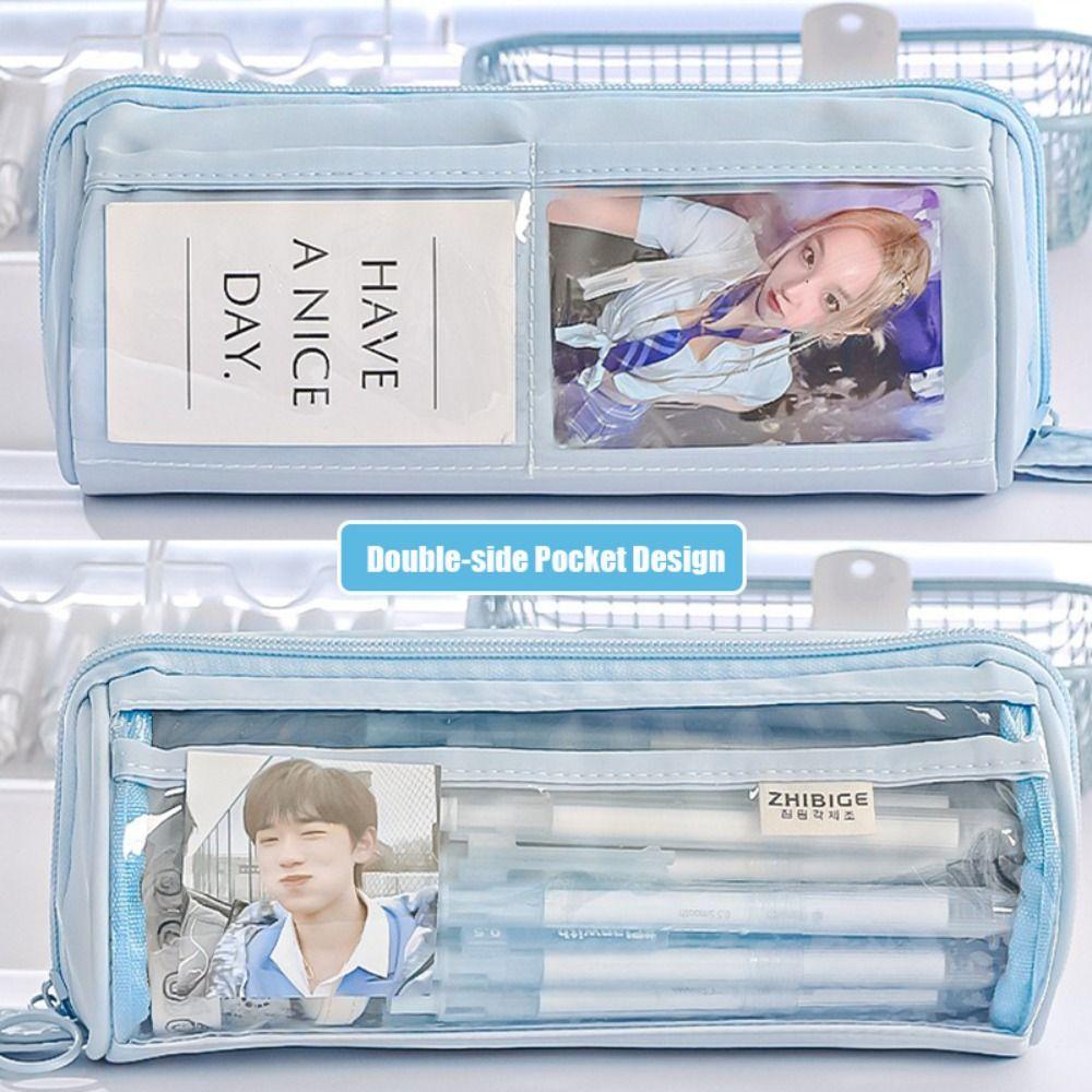 Цилиндрическая сумка для ручек Прозрачная сумка для канцелярских принадлежностей Грязенепроницаемая коробка для ручек для студентов