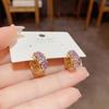 Micro-inlaid double-sided zircon geometric ear buckle women's personality fashion light luxury niche design super flash earrings earrings