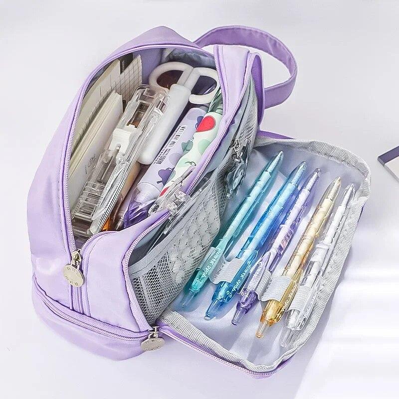 Large Capacity Pencil Case 3 Layer Pencil Bag Student Cute Korean Stationery Pen Holder Case Children's School Supplies