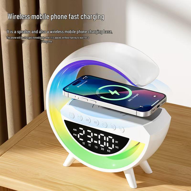 G3401 Мини-Bluetooth-динамик с беспроводной зарядкой и будильником, атмосферная подсветка - Многофункциональный гаджет