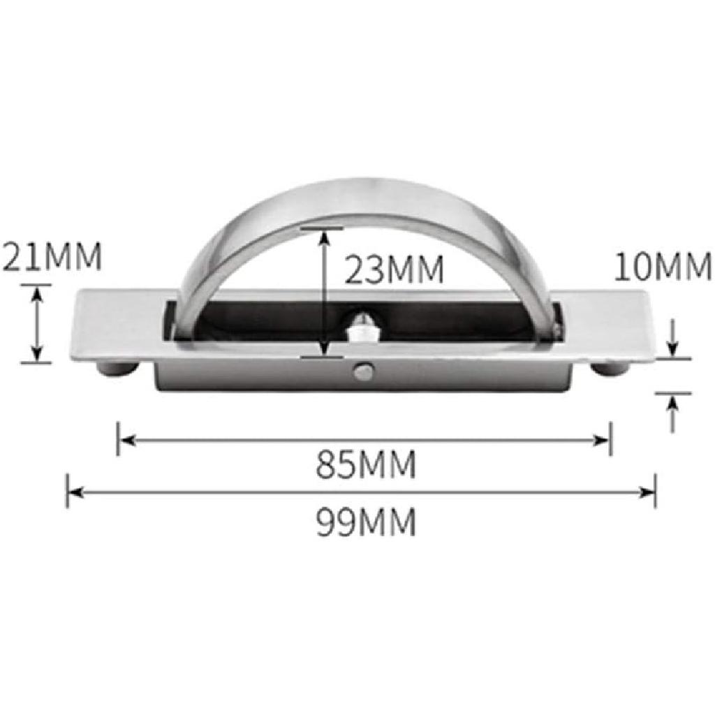 1 Pack Concealed Drawer Door Finger Insert Recessed Flush Pull Handle with Resin Back Cap, Silver