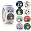 Merry Christmas Decorative Stickers Gift Wrap Box Xmas Tags 500pcs Animals Snowman Trees 1 Roll