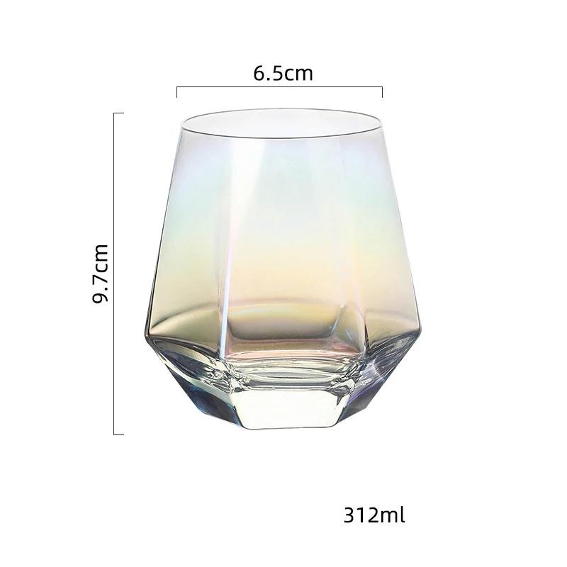Шестиугольные креативные цветные стеклянные стаканы в современном стиле, легкие, роскошные, для отелей, стеклянные стаканы для виски, изысканные, для домашней вечеринки, для воды