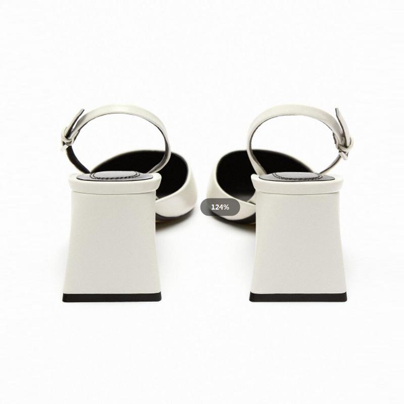 Ladies Pointed High-heeled Shoes with Thick Heels and Open-heeled Temperament Sandals