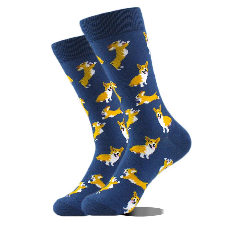 Happy Funny Socks Men Animal Lion Sloth Shark Crazy Design Sokken Unisex Novelty Violin Carrot Crew Skateboard Calcetines Hombre