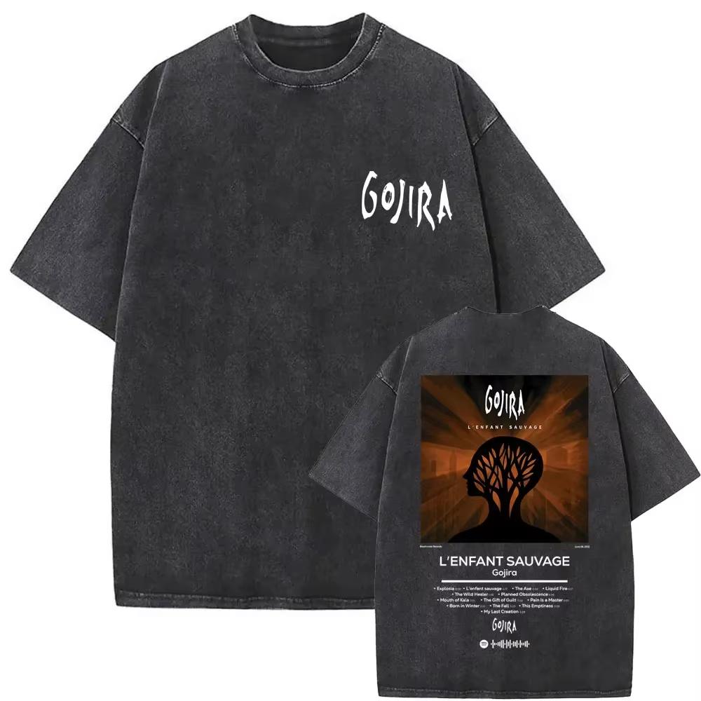 Стирка Винтажная Металлическая Рок-Группа Gojira Футболка От Марса К Сириусу Футболки Мужские Женские Готическая Панк Оверсайз Футболки Уличная Одежда