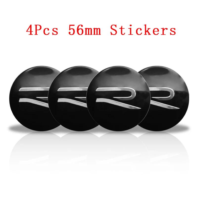 For VolkswagenMK6 4Pc 55mm 56mm 60mm 65mm Car Wheel Center Hub Cap Rim Cover Stickers For Volkswagen VW GTI R-Line R Polo T5 Golf Passat Scirocco
