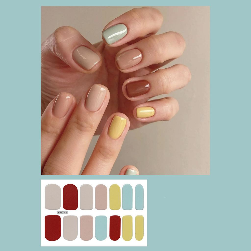 14 шт./лист, наклейки для ногтей в черно-белую полоску, готовый маникюр, быстрый Nial