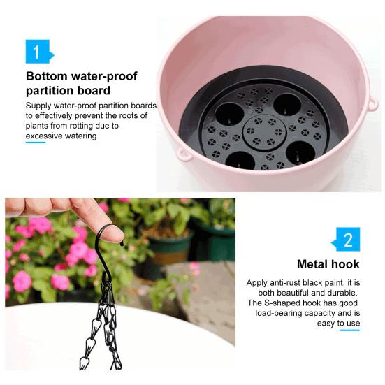 Подвесной цветочный горшок с боковыми отверстиями для полива, антикоррозийным покрытием, подвесной кашпо, S-образный крюк, подвесной цветочный горшок