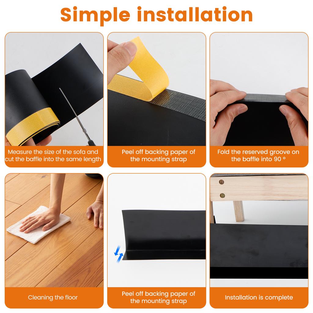 Блокиратор для игрушек под диваном 300x11 см, режущийся бампер для щелей под диваном, ПВХ, фиксаторы для игрушек под диваном, черные/прозрачные, многоцелевые