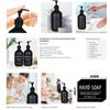 3 шт., 500 мл, матовый черный дозатор для мыла, бутылки с эфирным маслом, мыльница для рук, контейнер для жидкости, многоразовая пустая бутылка с 6 этикетками