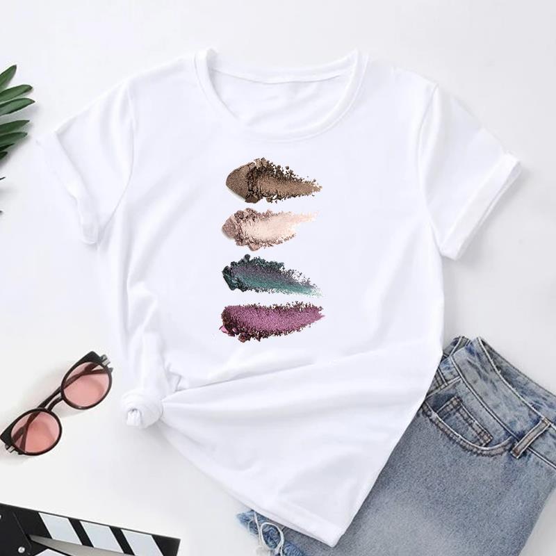 (Азиатский размер) Женская футболка с принтом ресниц, милый тренд, милый топ в стиле 90-х, модная футболка, женская одежда, футболки с короткими рукавами и графикой