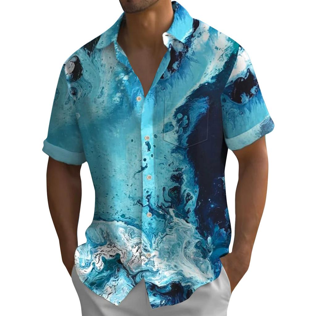 Hawaiian Shirt For Men, Men's Vintage Button Down Bowling Shirts Short Sleeve Summer Beach Shirt