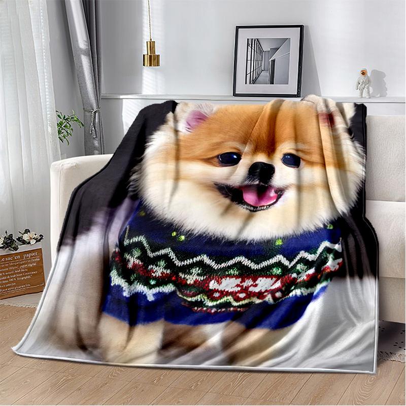 Одеяло с милой собакой, мультяшным хаски, самоее, чихуахуа, коки, померанским шпицем, мягкое одеяло для дома, спальни, чехол для дивана, детское одеяло