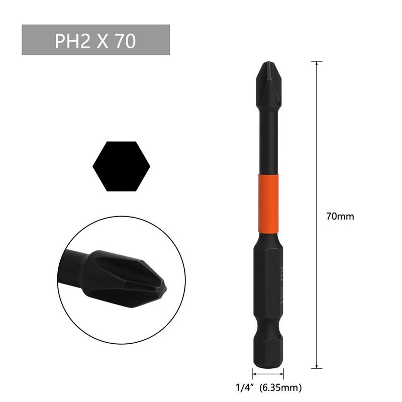 1/6 шт. магнитная электрическая отвертка, крестовая головка PH2, ударная головка из сплава S2, твердая отвертка, противоскользящая, отвертка, ручная дрель