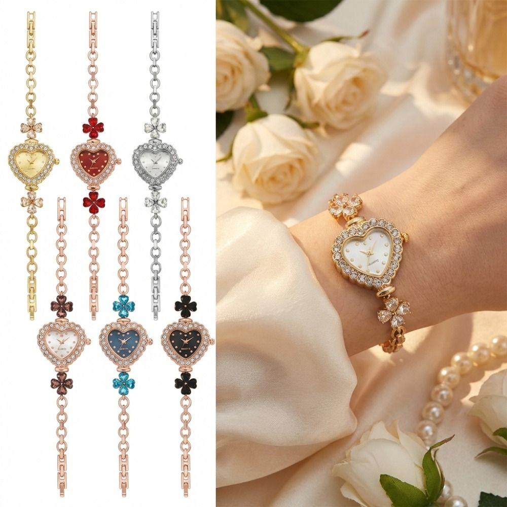 with Adjustable Bracelet Heart Shaped Watch Diamond Studded Watch Strap Wrist Decoration Gift