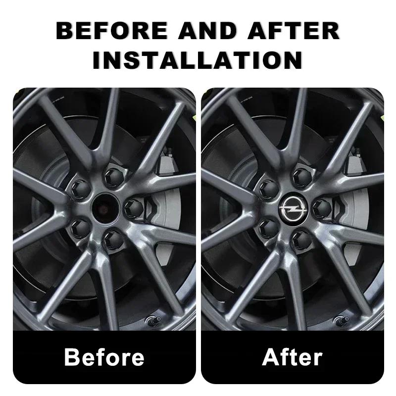 4PCs 56/60mm Flexible Fit Wheel Center Caps-3M Adhesive Metal Stickers Compatible Opel Corsa/Astra/Mokka, Universal Wheel Hub
