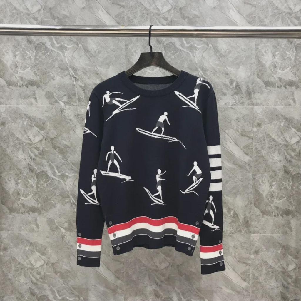 Унисекс свитер шерстяной жаккардовой вязки для серфинга на осень/зиму