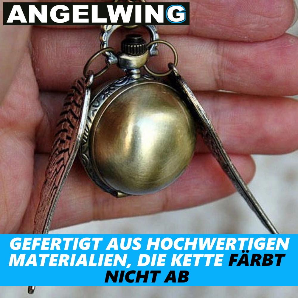 ANGELWING Ожерелье с крыльями ангела, подвеска в виде золотого снитча с крыльями и медальоном в виде часов