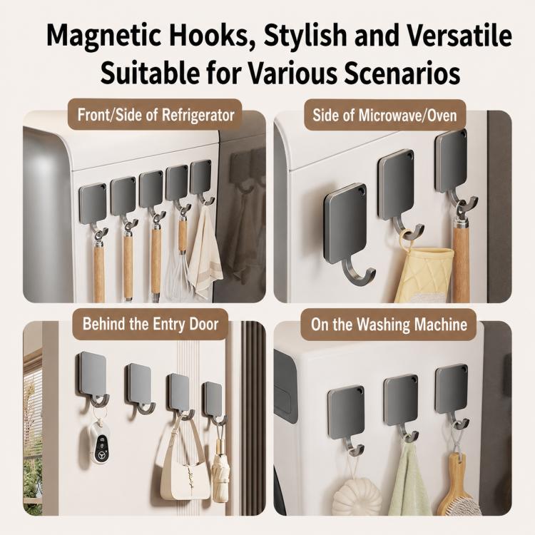 Wall Mounted No Drilling Magnetic Round Metal Hook