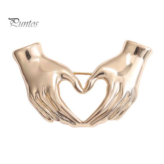 Creative Hands-in-Heart Brooch Pin Simple Elegant Retro Sweater Pin Suit Lapel Badge Coat Accessories