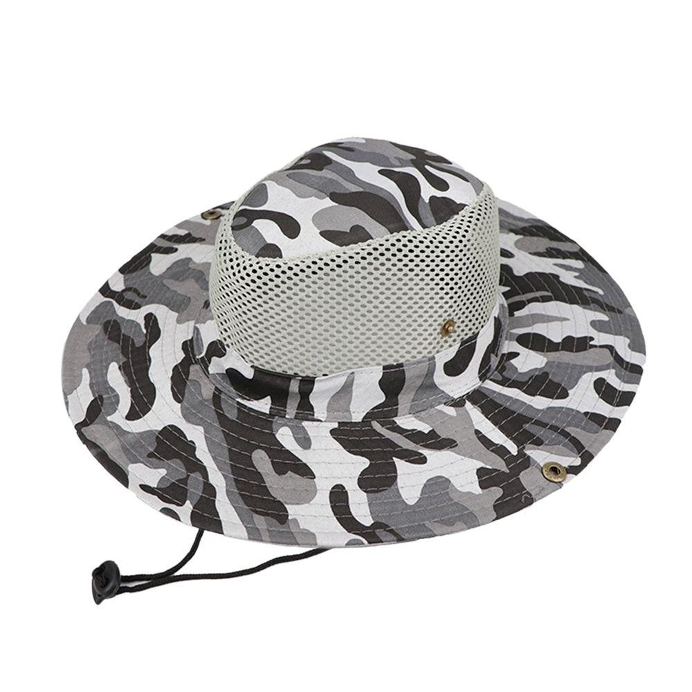 Outdoor Fishing Breathable Mesh Camouflage Hiking Cap Sun Protection Bucket Hat Sun Visor Hat