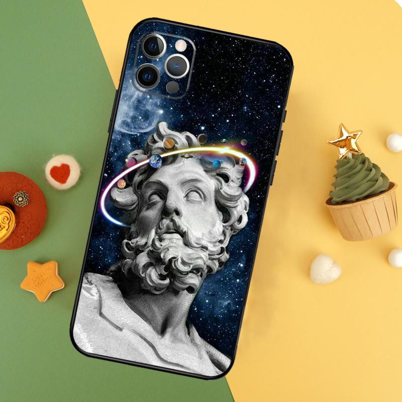 Чехол Funda со статуей греческого бога для iPhone 11 12 13 14 16 15 Pro Max Mini XS Max X XR SE2 7 8 14 16 15 Plus
