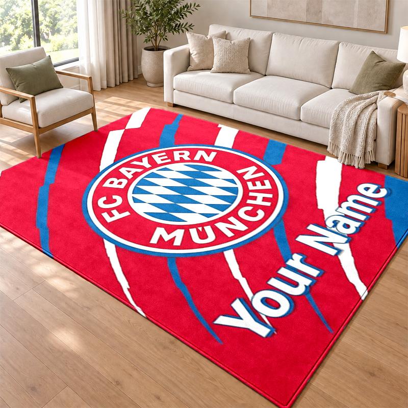 FC Bayern Munchen Custom Name Personalized Rug Non‑Slip Doormat Floor Carpet Housewarming Birthday Gift for Family Friends