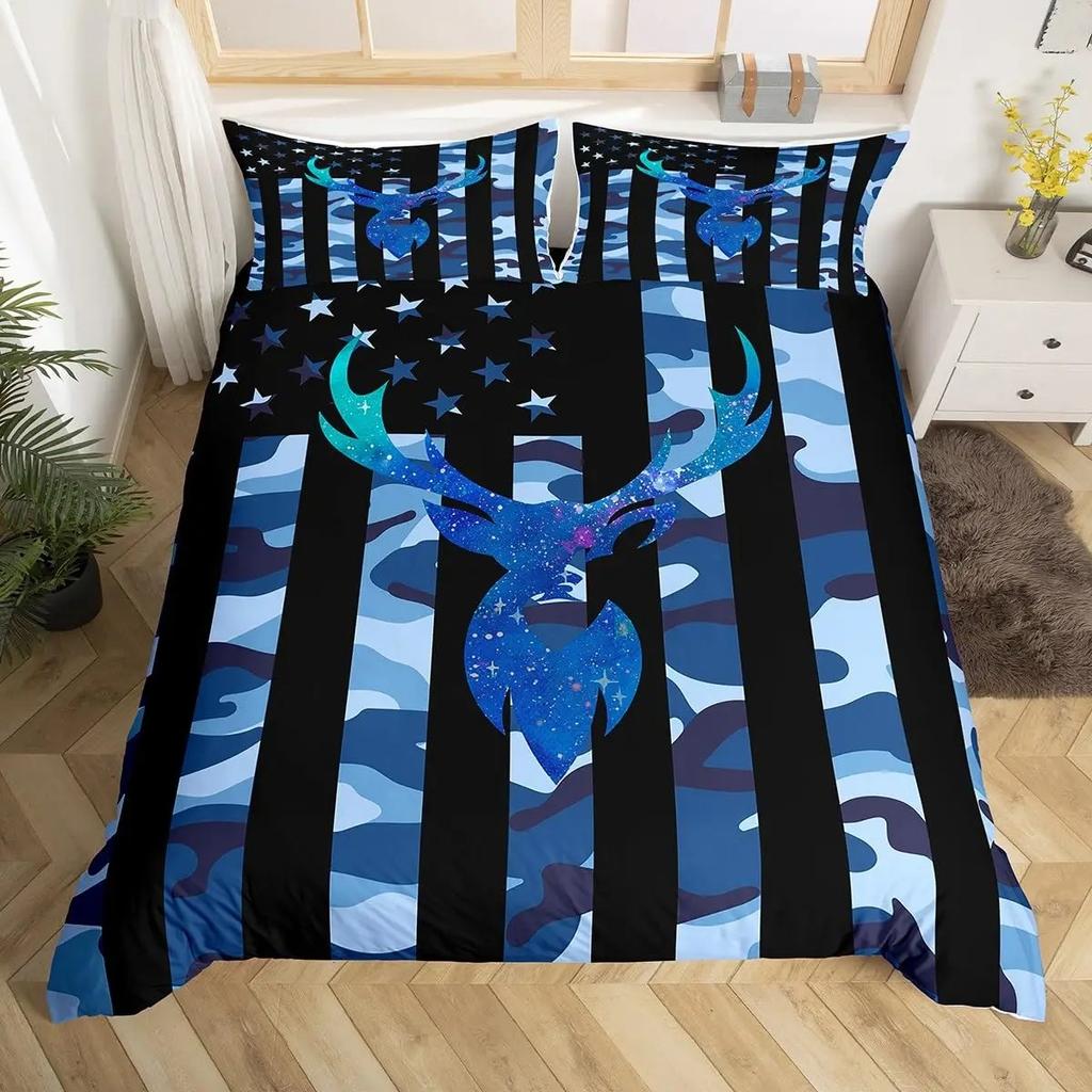 Grey Camo Comforter Bedding Set Full Size, Camouflage Army Design Bedding Collections For Kid Boy, Soft All-Season Bed Set