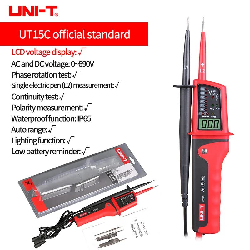 UNI-T UT15C UT18C UT18D Voltage Tester Probe Volt Indicator Meter Phase Sequence Continuity Voltage Detector Digital Multimeter