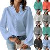 Women's Ruffle Edge Solid Color V-Neck Fashionable Casual Long Sleeved T-Shirt Shirt Top