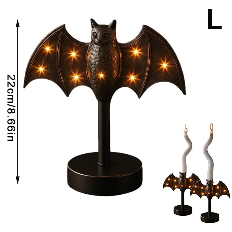 Large Twinkle Bat Candlestick Mystery Gothic Candle Holder Led Twinkle Light Candelabra For Mantel Halloween Decor Party Home