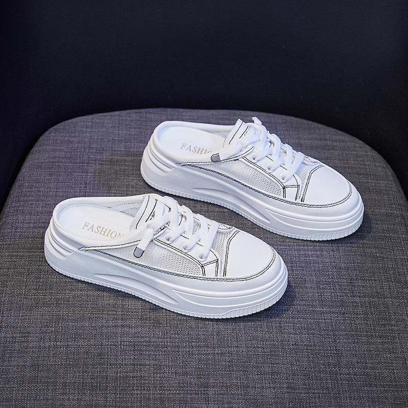 Белые туфли с полуподдержкой, женские кроссовки Tide, лето 2021, новые студенческие кроссовки без сетчатого каблука, повседневные кроссовки