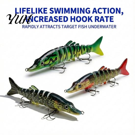 Профессиональные рыболовные снасти 13 см / 17 г Многосоставная приманка, Реалистичная 8-секционная воблер-приманка с крючками, Живые приманки Бионическая твердая искусственная приманка