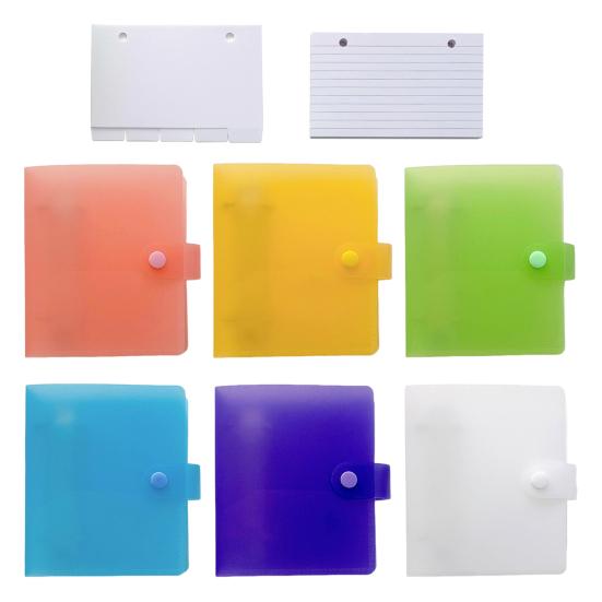 Карточки с подкладкой и держателем для папок с кольцами. Дизайн с предварительно перфорированными отверстиями. Компактный размер. Портативный. Широкая портативность.