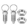 HARFINGTON 2Pcs Spring Plunger with Pull Ring M16x1.5 Thread Size 0.96" Thread Length Pin Dia.10mm Round Head Stainless Steel Non-Locking Retractable