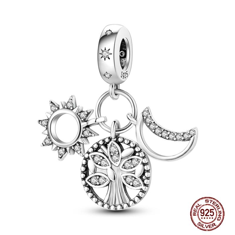 Круглые клипсы-шармы Plata Shining Moon Star Char Медные разделители Застежка-клипса Подходят для оригинального браслета Светящиеся бусины-цепочки безопасности DIY Ювелирные изделия