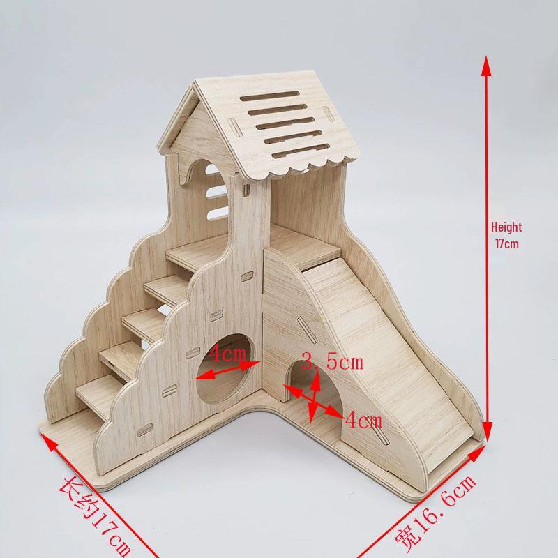 Hamster Solid Wood Villa: Nest, Hideaway, Toy & Ornament for Small Pets