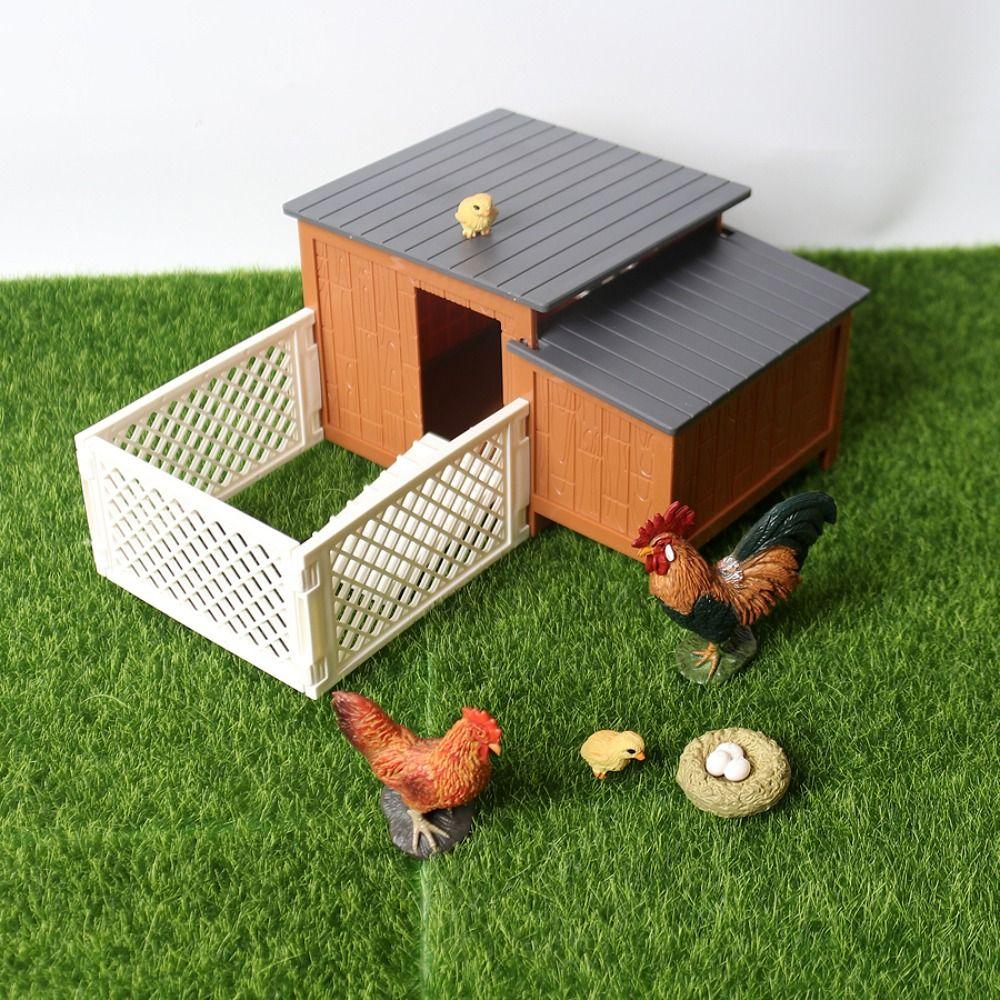 Cute Animal Farm Henhouse Model Chicken Rabbit Ranch Model Toy Playset For Kids
