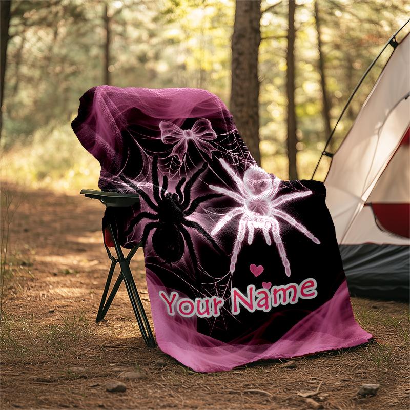 1PC Custom Name Spider Web Dreams flannel blanket versatile,all-season throw suitable for the living room,bedroom,camping,travel,and gift