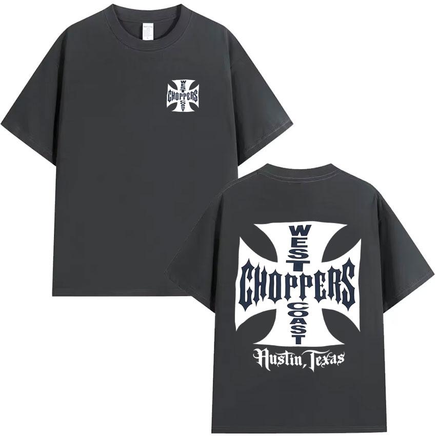 West Coast Choppers Поп-графика Футболка Летняя Высококачественная Футболка Мужская Хлопок Повседневная С коротким рукавом Круглый вырез Y2K Футболка Уличная одежда