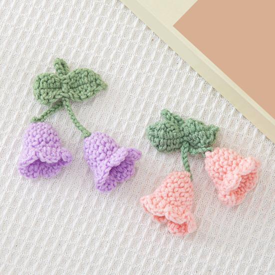 Вязаный брелок для ключей с цветком ручной работы, женский вязаный крючком шерстяной цветок, сумка в виде листа, подвески