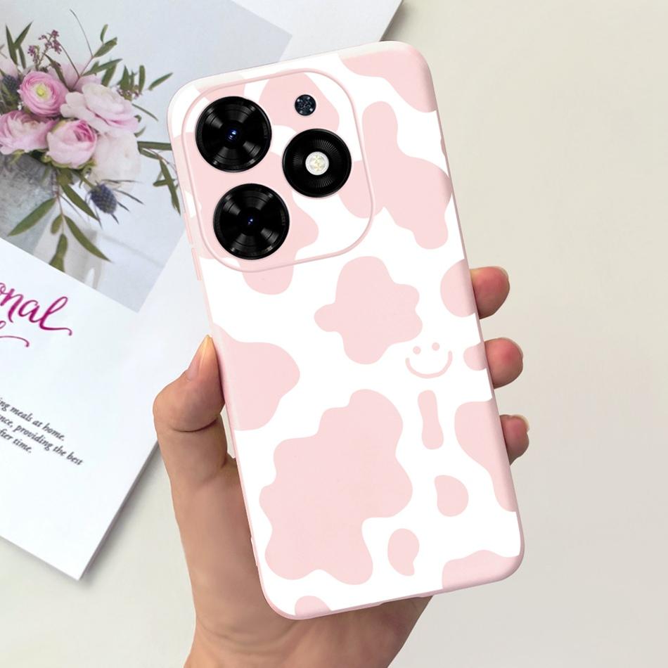 Чехол для Tecno Spark Go 2024 Милый Цветочный Узор Сердечки Конфетный Цвет Мягкий Силикон Тонкая Задняя Крышка Телефона Для Spark Go (2024) BG6