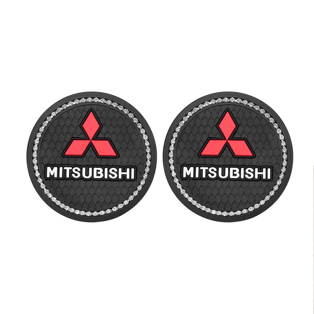 1/2Pcs Car Cup Anti-Slip Carbon Coaster Bottle Pad Interior Accessories For Mitsubishi 9 Ralliart ASX L200 Colt Outlander Pajero