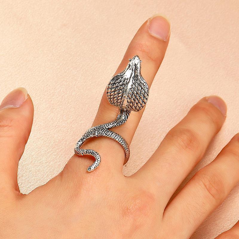 European and American Retro Metal Snake-shaped Ring Cold Style Open Geometric Ring