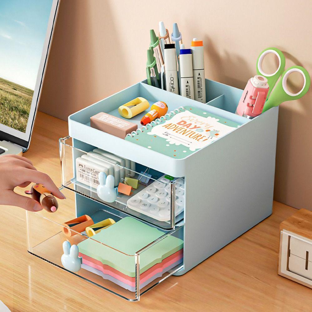 Large Capacity Stationery Holder Pen Holder Desktop Organizer Pen Container Stationery Storage Box